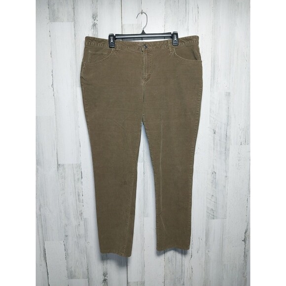 Eddie Bauer Tan Boyfriend Slim Corduroy Pants Size 18 - Picture 1 of 5